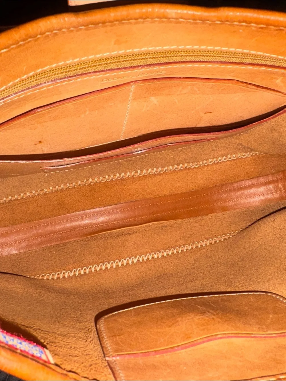 Dooney & Bourke Vintage hobo and Tan Leather and Brown Logo Canvas Bucket Bag